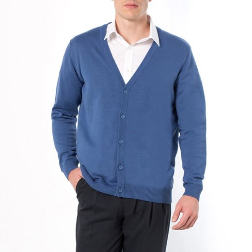 Sweter zapinany na guziki la-redoute-pl niebieski bawełniane