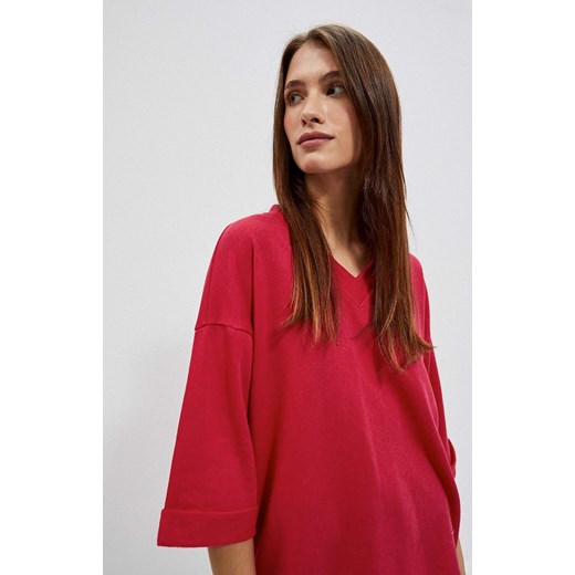 Luźna bluza damska z rękawem 3/4 w kolorze czerwonym 4002, Kolor czerwony, M Primodo