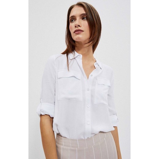 Damska koszula w kolorze białym z kieszeniami 4025, Kolor biały, Rozmiar 2XL, Moodo ze sklepu Primodo w kategorii Koszule damskie - zdjęcie 152147146
