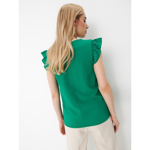 Mohito - Zielona bluzka z ozdobnymi rękawami - Zielony Mohito XS Mohito