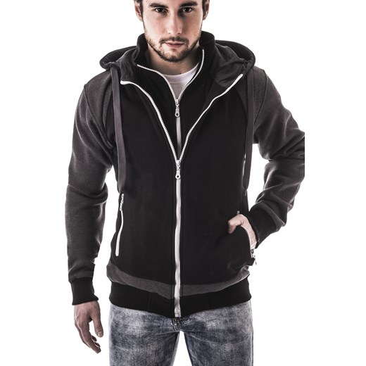 Męska bluza/kurtka z kapturem 6687 - czarna ze sklepu Risardi w kategorii Bluzy męskie - zdjęcie 152202658