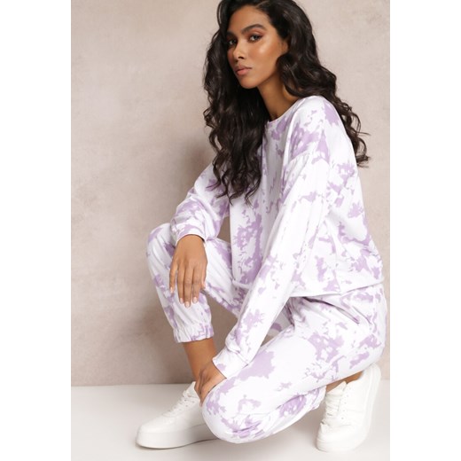 Fioletowe Spodnie Dresowe z Wzorem Tie-Dye Leiya Renee XL okazyjna cena Renee odzież