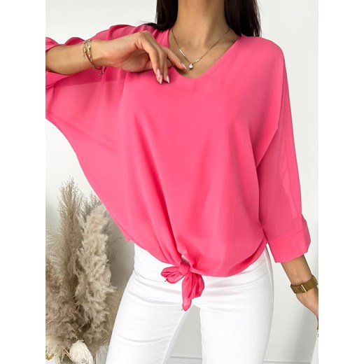 Neonowa Różowa Bluzka z Wiązaniem Modnakiecka.pl 36 ModnaKiecka.pl