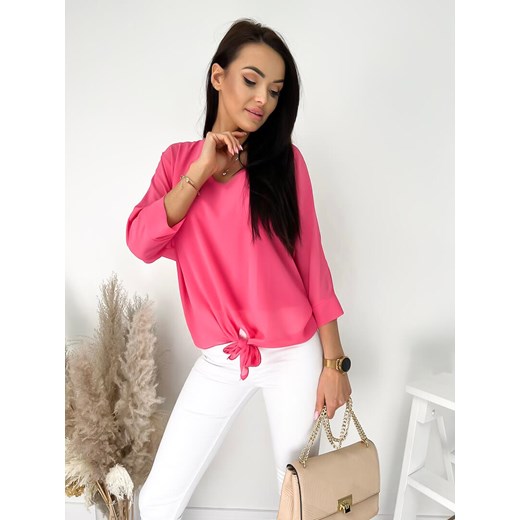 Neonowa Różowa Bluzka z Wiązaniem Modnakiecka.pl 38 ModnaKiecka.pl