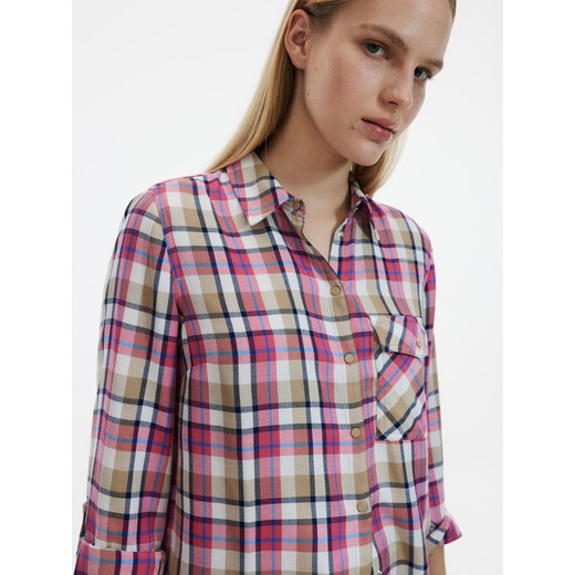 Wielokolorowa koszula damska Reserved na jesień w kratkę z wiskozy 