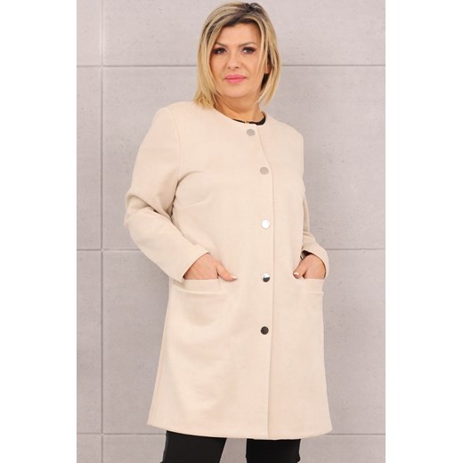 Płaszczyk narzutka zamszowy 44-60 - beż - 54 Femimoda 44 femimoda.p;
