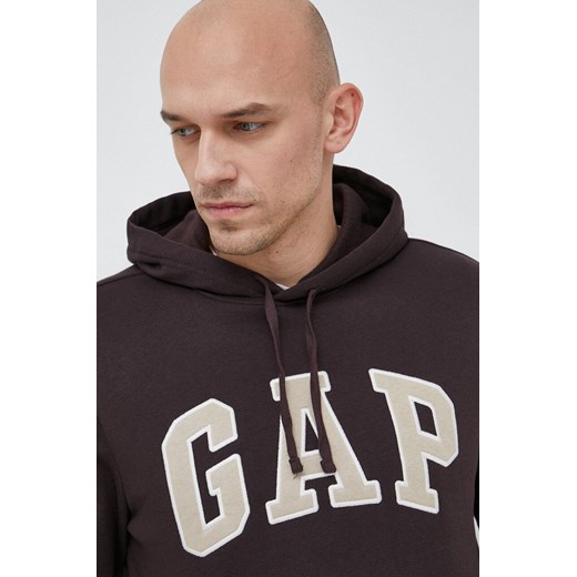 GAP bluza męska kolor brązowy z kapturem z aplikacją Gap S ANSWEAR.com