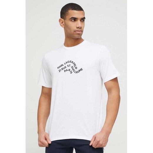 Karl Lagerfeld t-shirt bawełniany kolor biały wzorzysty ze sklepu ANSWEAR.com w kategorii T-shirty męskie - zdjęcie 152333156