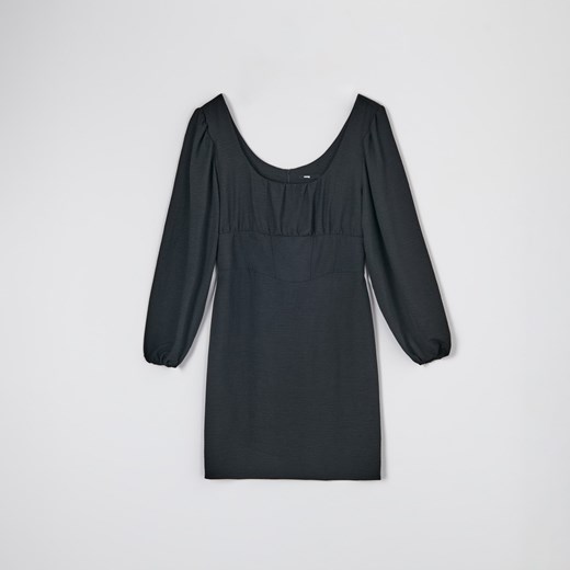 Sinsay - Sukienka mini z bufiastymi rękawami - Czarny Sinsay XL Sinsay