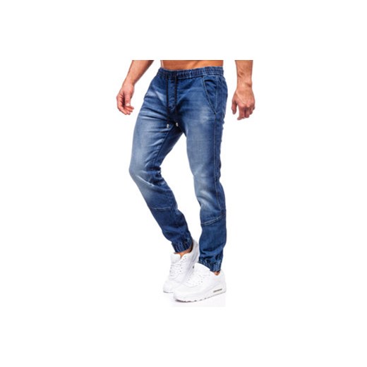 Granatowe spodnie jeansowe joggery męskie Denley MP0118BS L Denley