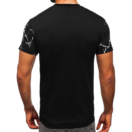 Czarny bawełniany t-shirt męski z nadrukiem Bolf 14717 M Denley