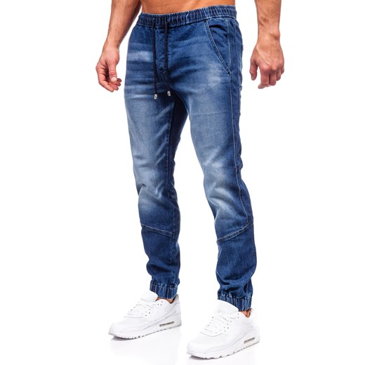 Granatowe spodnie jeansowe joggery męskie Denley MP0118BS L Denley