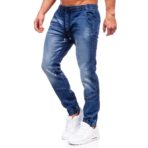 Granatowe spodnie jeansowe joggery męskie Denley MP0118BS S Denley