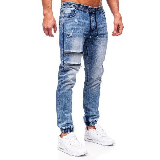 Granatowe spodnie jeansowe joggery męskie Denley MP0095BS S Denley
