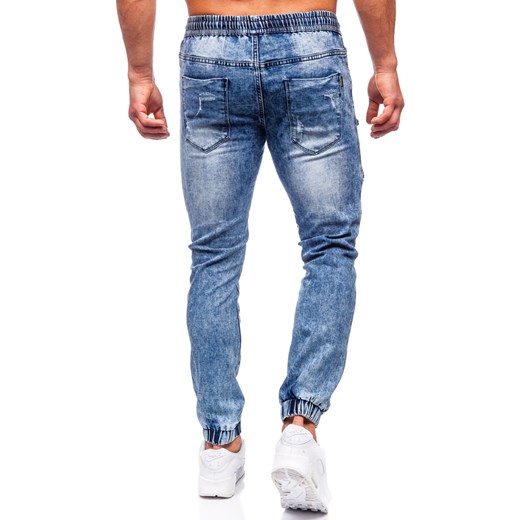 Granatowe spodnie jeansowe joggery męskie Denley MP0095BS L Denley