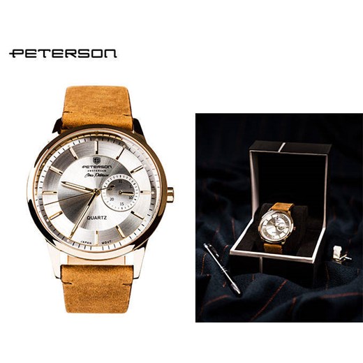 Zegarek męski na skórzanym pasku Peterson PTN-M-55833 Peterson Skorzana.com
