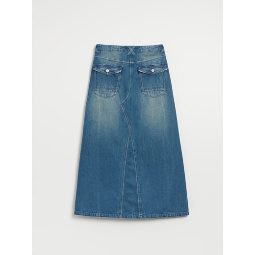 Jeansowa spódnica maxi w stylu vintage - Niebieski House L House