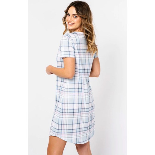 Koszula nocna damska na krótki rękaw Allison, Kolor niebieski-wzór, Rozmiar S, Italian Fashion ze sklepu Intymna w kategorii Koszule nocne - zdjęcie 152423297