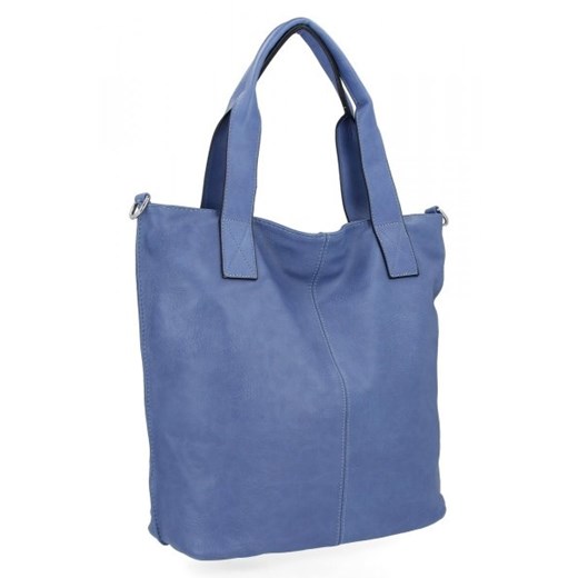 Duża Torebka Damska Shopper Bag XXL firmy Hernan HB0363 Ciemno Niebieska Hernan PaniTorbalska