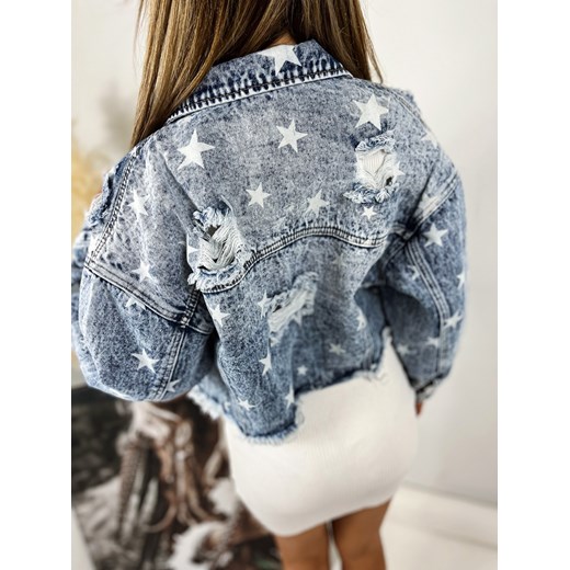 Kurtka katana jeansowa w gwiazdki W376 Original Denim Life S/36 Charlotte Fashion