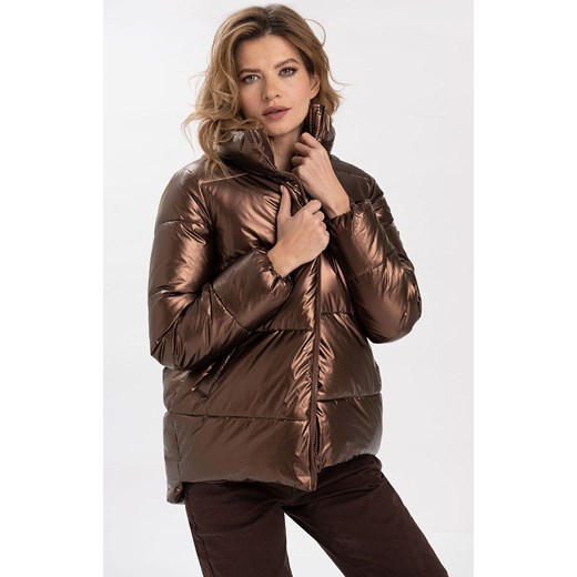 Krótka damska kurtka z połyskiem w kolorze brązowym J-COSMOS, Kolor brązowy, Volcano S Primodo