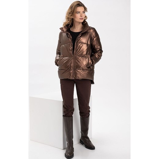 Krótka damska kurtka z połyskiem w kolorze brązowym J-COSMOS, Kolor brązowy, Volcano S Primodo