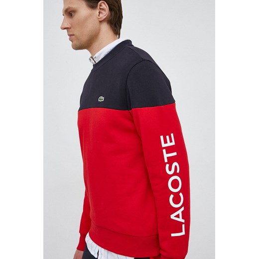 Lacoste bluza męska kolor czerwony wzorzysta Lacoste XXL ANSWEAR.com