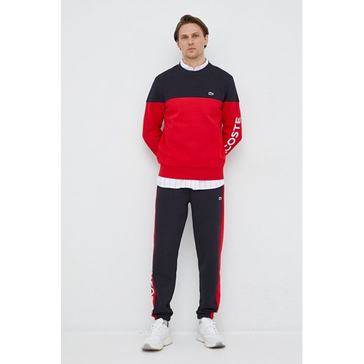 Lacoste bluza męska kolor czerwony wzorzysta Lacoste XXL ANSWEAR.com