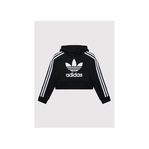 adidas Bluza adicolor Cropped H32337 Czarny Loose Fit ze sklepu MODIVO w kategorii Bluzy dziewczęce - zdjęcie 152509626