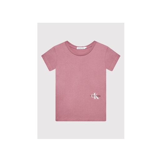 Calvin Klein Jeans T-Shirt Monogram Off Placed IG0IG01297 Różowy Regular Fit 14Y wyprzedaż MODIVO