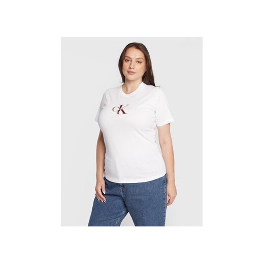 Calvin Klein Jeans Plus T-Shirt J20J217518 Biały Regular Fit XXL promocyjna cena MODIVO