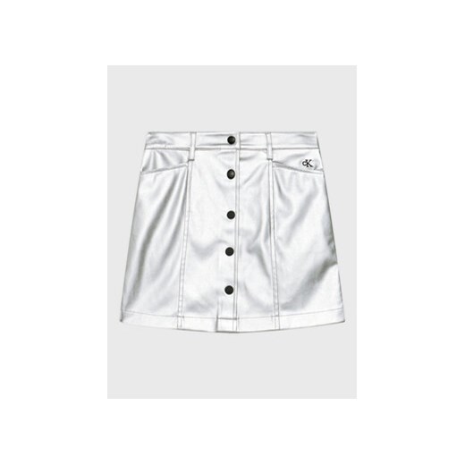 Calvin Klein Jeans Spódnica Metallic IG0IG01773 Srebrny Regular Fit 16Y MODIVO