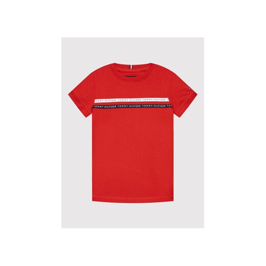 Tommy Hilfiger T-Shirt Tape Tee KB0KB07357 M Czerwony Regular Fit Tommy Hilfiger 3Y MODIVO promocja