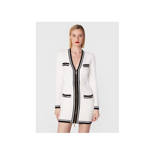Elisabetta Franchi Sukienka dzianinowa AM-50M-26E2-V500 Biały Slim Fit Elisabetta Franchi 40 MODIVO
