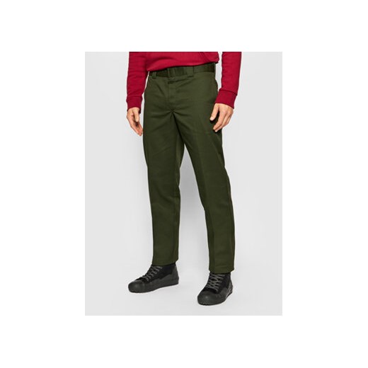 Dickies Spodnie materiałowe Straight Work DK0WP873 Zielony Slim Fit Dickies 33_32 wyprzedaż MODIVO