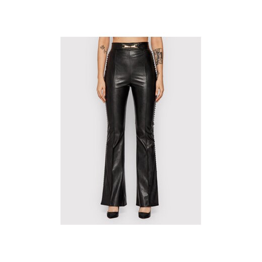 Elisabetta Franchi Spodnie z imitacji skóry PA-380-16E2 Czarny Regular Fit Elisabetta Franchi 46 wyprzedaż MODIVO
