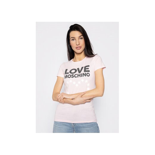 LOVE MOSCHINO T-Shirt W4F7356E 1698 Różowy Regular Fit Love Moschino 38 MODIVO