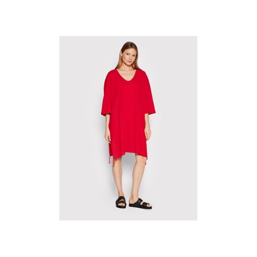 Max Mara Beachwear Sukienka letnia Paglie 32210328 Czerwony Oversize 40 MODIVO