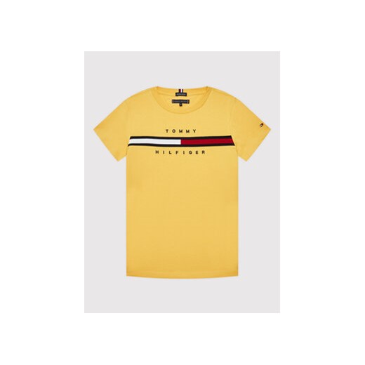 Tommy Hilfiger T-Shirt Flag Rib Insert Tee KB0KB06532 M Żółty Regular Fit Tommy Hilfiger 4Y promocyjna cena MODIVO