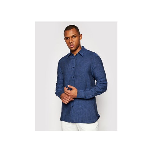 Trussardi Koszula Yarn Dyed 52C00212 Granatowy Close Fit Trussardi 40 wyprzedaż MODIVO