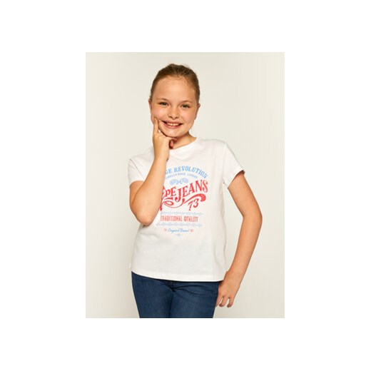 Pepe Jeans T-Shirt Bianca PG502435 Biały Regular Fit Pepe Jeans 10 wyprzedaż MODIVO