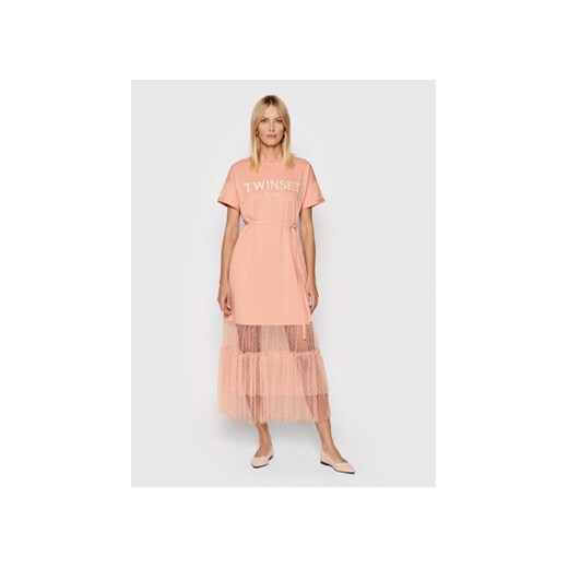 TWINSET Sukienka codzienna 221TP2541 Różowy Regular Fit Twinset S promocyjna cena MODIVO