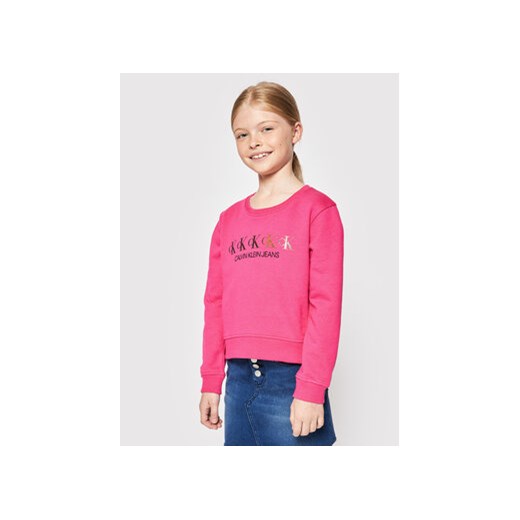 Calvin Klein Jeans Bluza IG0IG00989 Różowy Regular Fit 4Y okazyjna cena MODIVO