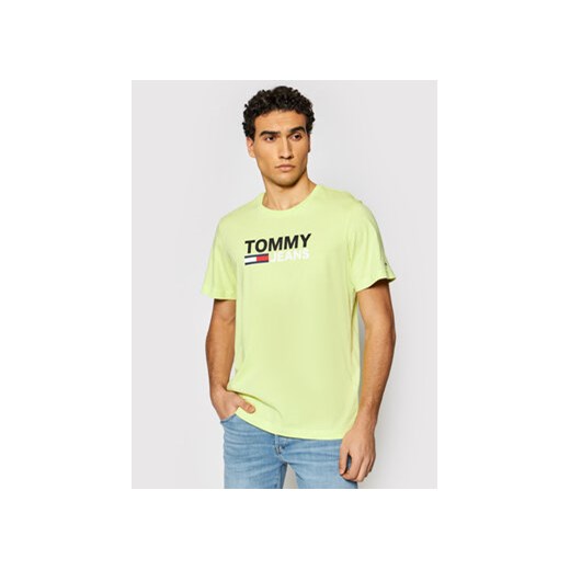 Tommy Jeans T-Shirt Tjm Corp Logo Tee DM0DM10214 Zielony Regular Fit Tommy Jeans S wyprzedaż MODIVO