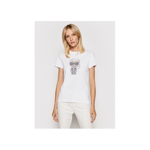 KARL LAGERFELD T-Shirt Ikonik Rhinestone Karl 210W1726 Biały Regular Fit Karl Lagerfeld L MODIVO