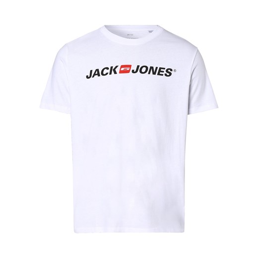 Jack & Jones T-shirt męski Mężczyźni Dżersej biały nadruk ze sklepu vangraaf w kategorii T-shirty męskie - zdjęcie 152696869