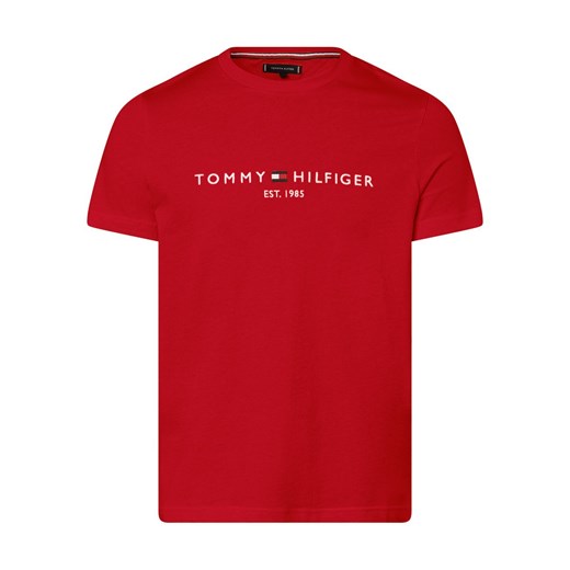 Tommy Hilfiger T-shirt męski Mężczyźni Bawełna czerwony jednolity ze sklepu vangraaf w kategorii T-shirty męskie - zdjęcie 152696916