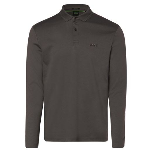 BOSS Green Męska koszulka polo Mężczyźni Bawełna antracytowy jednolity ze sklepu vangraaf w kategorii T-shirty męskie - zdjęcie 152697627