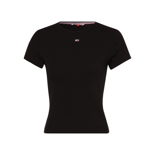 Tommy Jeans T-shirt damski Kobiety Bawełna czarny jednolity ze sklepu vangraaf w kategorii Bluzki damskie - zdjęcie 152698218