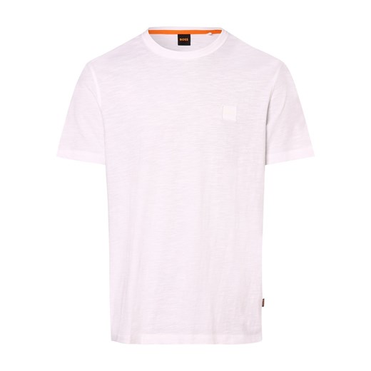 BOSS Orange T-shirt męski Mężczyźni Bawełna biały jednolity ze sklepu vangraaf w kategorii T-shirty męskie - zdjęcie 152699035
